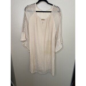 Indigo Rose womens tan dress XL long sleeve bell sleeve pullover polyester